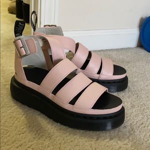 Dr. Martens Pink Leather Platform Sandals